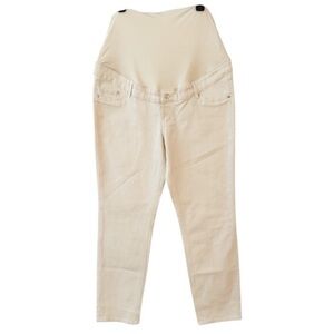 H&M Mama Off-White Maternity Slim Ankle Jeans Size Large